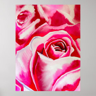 Poster Rose roses romantique aquarelle art