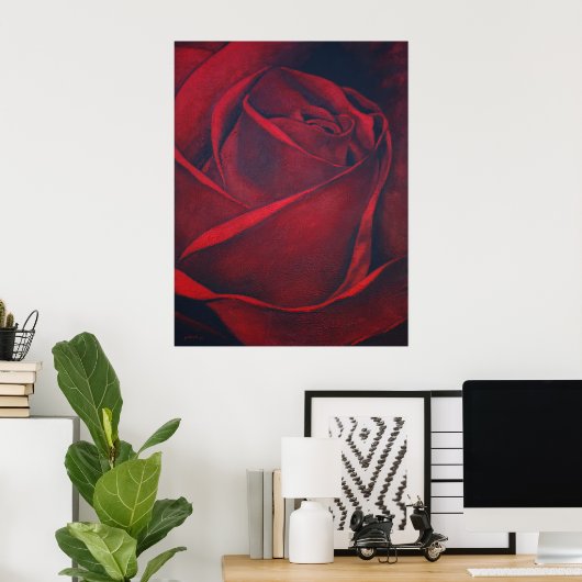 Poster Rose rouge (Bureau à domicile)