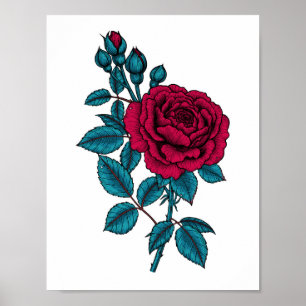 Poster Rose rouge