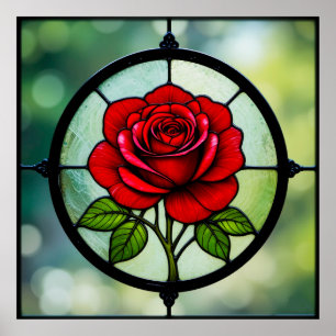 Poster Rose rouge en verre