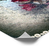 Poster Rose rouge éphemère grunge victorien (Coin)