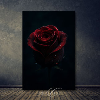Poster Rose rouge foncé Élégante Nature Photographie Art