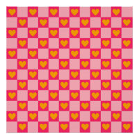 Rose rouge jaune coeur amour À damiers Y2K Motif