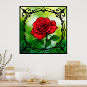 Poster Rose rouge vibrant (Cuisine)