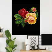 Poster Rose rouge vintage contre noir - accessoire (Bureau à domicile)