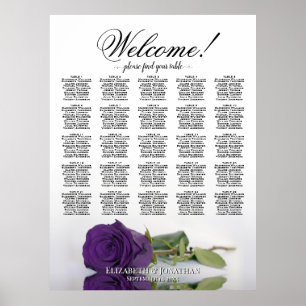 Poster Rose Royale Pourpre Élégant Plan de table pour 25