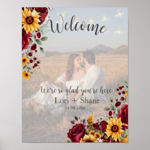 Poster Rose rustique et Mariage Aster Welcome Photo