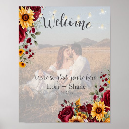 Poster Rose rustique et Mariage Aster Welcome Photo (Devant)