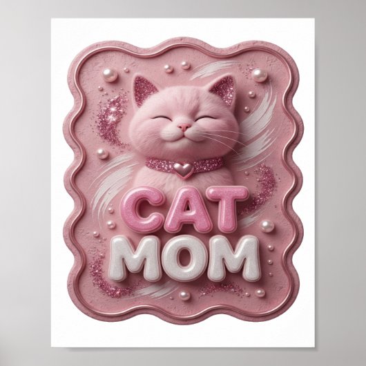 Poster Rose saisissant MAMAN CHAT (Devant)