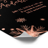 Poster Rose Snowflakes Gold sur White Birth Stats (Coin)