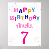 Poster Rose Stars Girl Joyeux anniversaire (Devant)