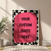 Poster Rose sur damier noir et blanc Citation personnalis