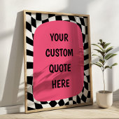 Poster Rose sur damier noir et blanc Citation personnalis