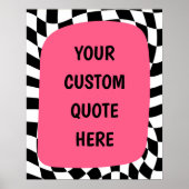 Poster Rose sur damier noir et blanc Citation personnalis (Devant)