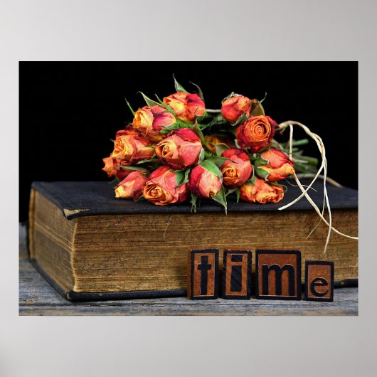 Poster rose sur l'ancien livre (Devant)