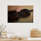 Poster Rose sur Violon (Cuisine)