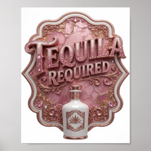 Poster Rose Tendance TEQUILA OBLIGATOIRE