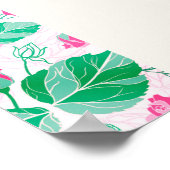 Poster Rose Vert Rose Pétales Fleurs Jardin Mariage (Coin)