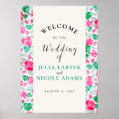 Poster Rose Vert Rose Pétales Fleurs Jardin Mariage (Devant)