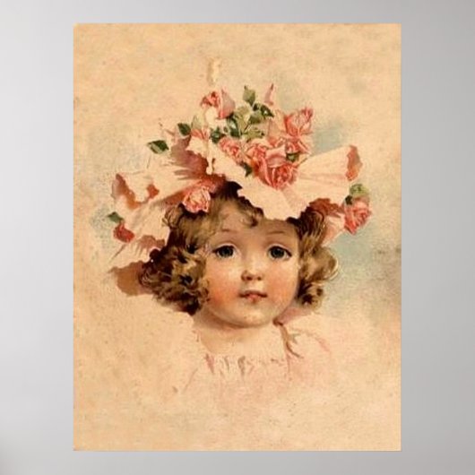 Poster Rose vintage Bonnet Girl (Devant)