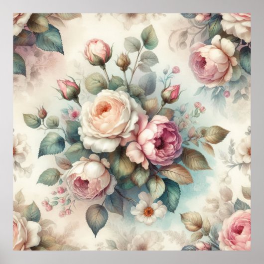 Poster Rose Vintage chic (Devant)