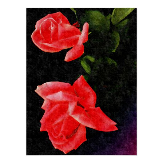 Poster Rose vintage double stylisé (Devant)