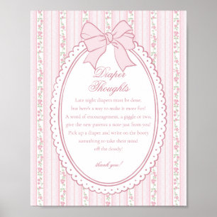 Poster Rose Vintage Élégant Floral Couches Pensées Bébé