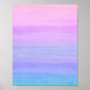 Poster Rose violet bleu Abstrait Aquarelle Art