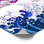 Poster Rose violet esthétique Grande vague de Kanagawa (Coin)