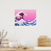 Poster Rose violet esthétique Grande vague de Kanagawa (Cuisine)