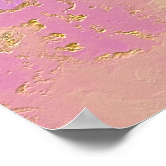 Poster Rose, violet et or Abstrait (Coin)