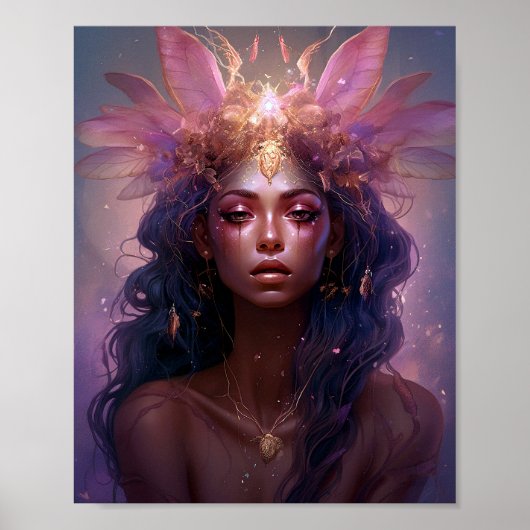 Poster Rose violet Fairy Queen Imaginaire Art (Devant)