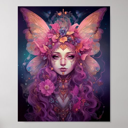 Poster Rose violet Fairy Queen Imaginaire Art (Devant)