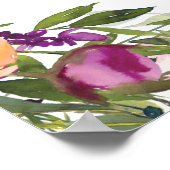 Poster Rose violet Feuilles verts floraux 60e anniversair (Coin)