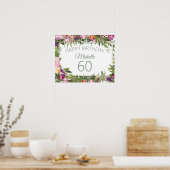 Poster Rose violet Feuilles verts floraux 60e anniversair (Cuisine)