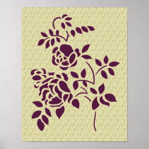 Poster Rose violet stylo Art Floral