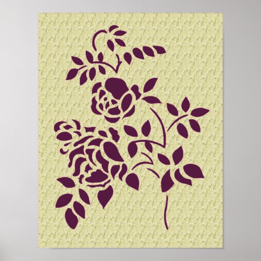 Poster Rose violet stylo Art Floral (Devant)