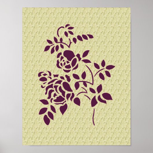 Poster Rose violet stylo Art Floral (Devant)