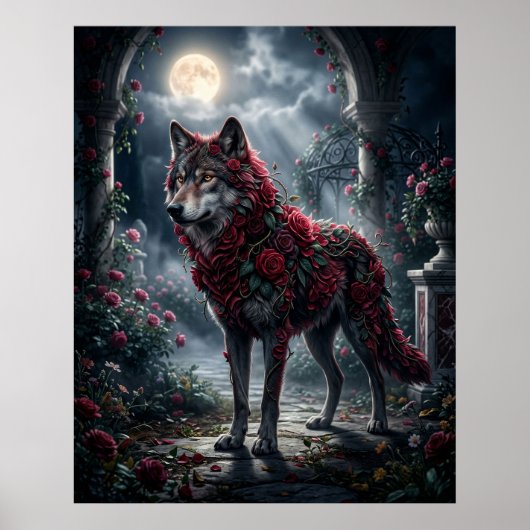 Poster Rose Wolf Midnight Garden (Devant)