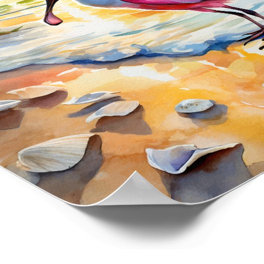 Poster Roseate Spoonbill Floride Coucher de soleil Couleu (Coin)