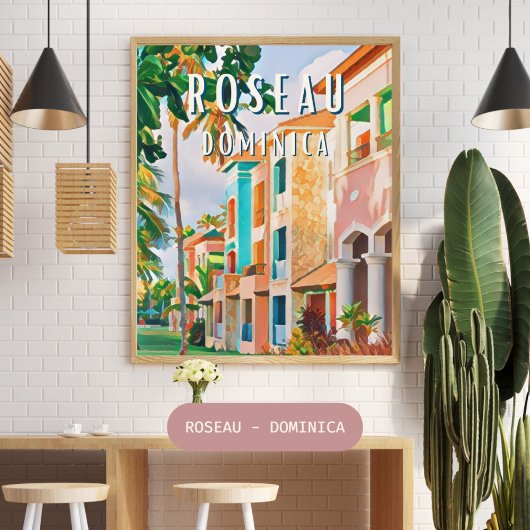 Poster Roseau, la ville tropicale de la Dominique