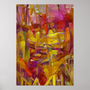 Poster roseaux dans la nature couleurs vibrantes A.I.