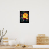 Poster Rosebud Jaune Avec Points Forts Rouges (Cuisine)
