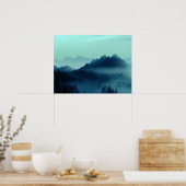 POSTER ROSÉE DU MATIN MONTAGNES BLEUES (Cuisine)