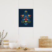 Poster Rosemaling scandinave bleu rouge folklorique (Cuisine)