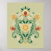 Poster Rosemaling vert et or (Devant)