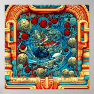 Poster Roses Abstraits cuisine colorée AI Art Matte Valeu