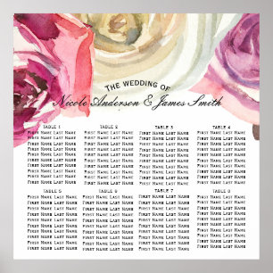 Poster Roses Aquarelle Roses Fushia et Blanc Élégant Marq