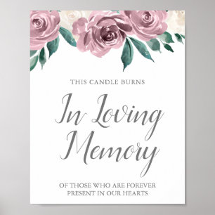Poster Roses Aquarelles Mauves Mémorial Mariage Floral