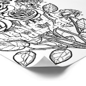 Poster Roses avec coloriage papillon Page imprimable (Coin)